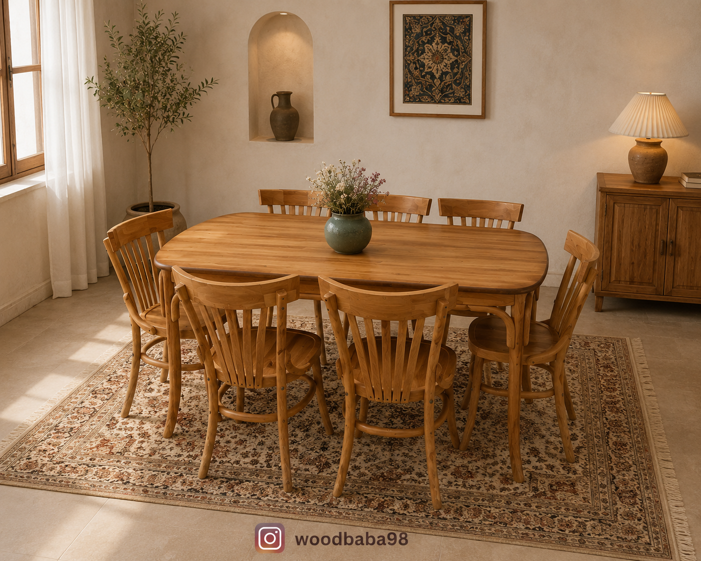 ناهارخوری 6 نفره ست لهستانی ،کف چوب، تمام راش